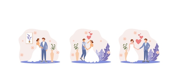 Flat Bundle Wedding Design Illustration