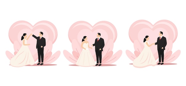 Flat Bundle Wedding Design Illustration