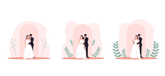 Flat Bundle Wedding Design Illustration