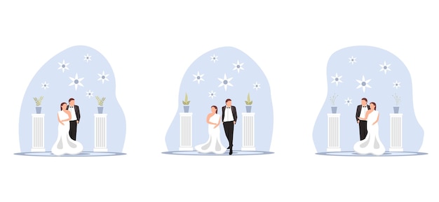 Flat Bundle Wedding Design Illustration