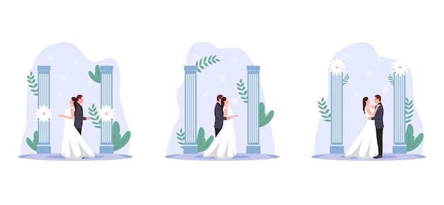 Flat Bundle Wedding Design Illustration