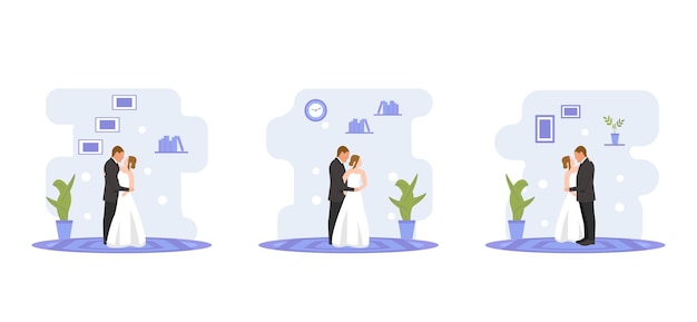 Flat Bundle Wedding Design Illustration