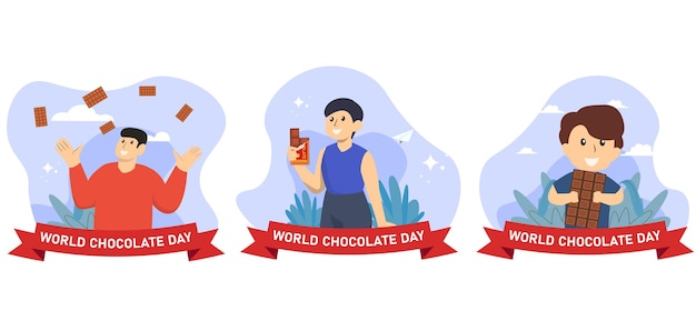 Flat Bundle World Chocolate Day Design Illustration