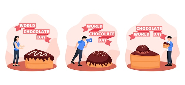 Flat Bundle World Chocolate Day Design Illustration