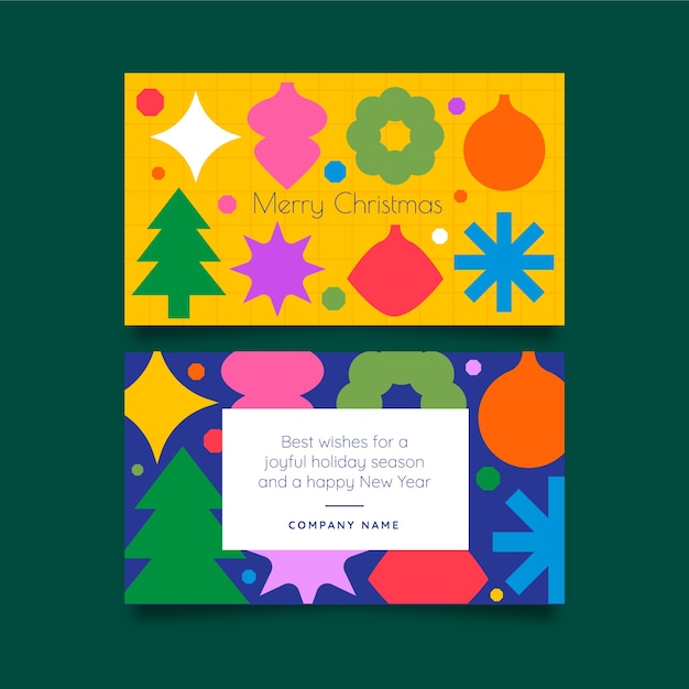 Flat business christmas cards template