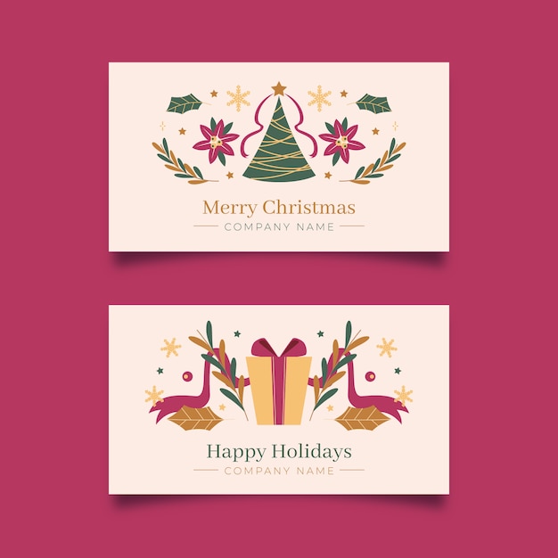 Flat business christmas cards template