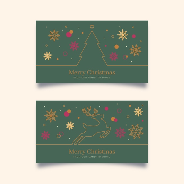 Flat business christmas cards template