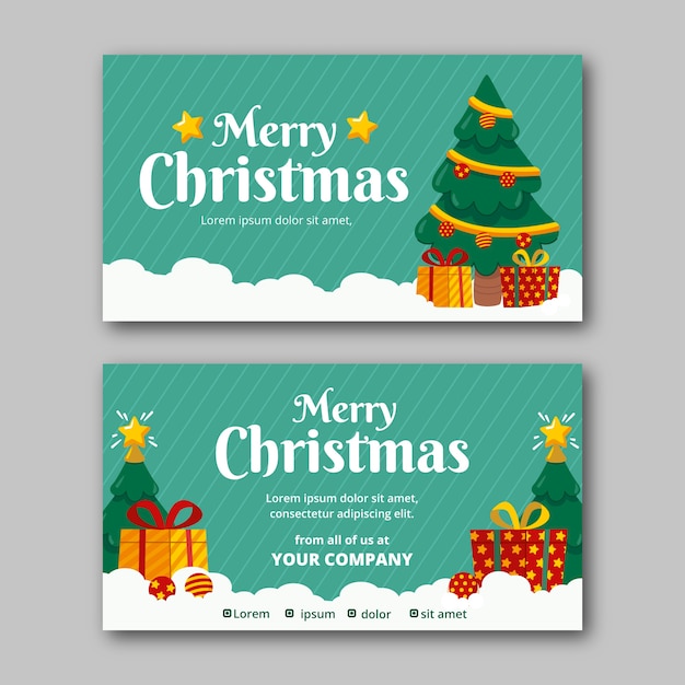 Flat business christmas cards template