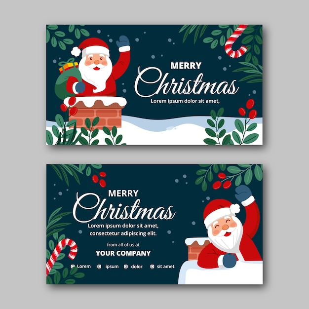 Flat business christmas cards template