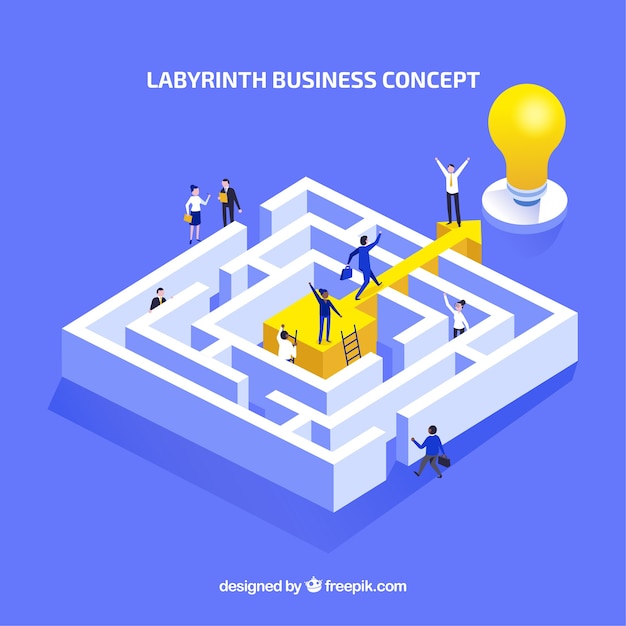 Flat business concept with labyrinth