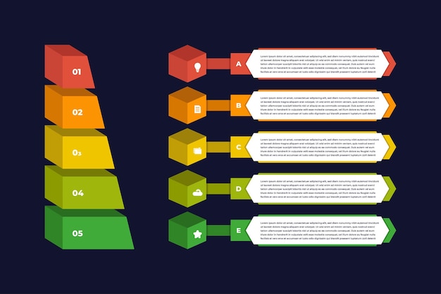 Flat Business Infographic Diagram in Rainbow Color