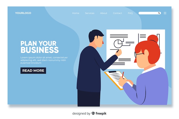 Flat business landing page template