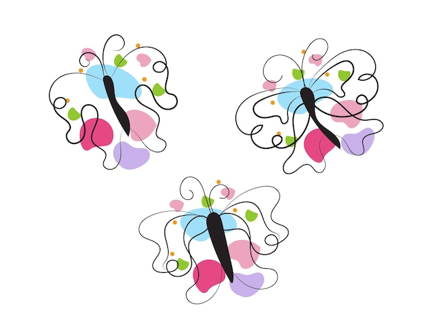 Flat butterflies flying background