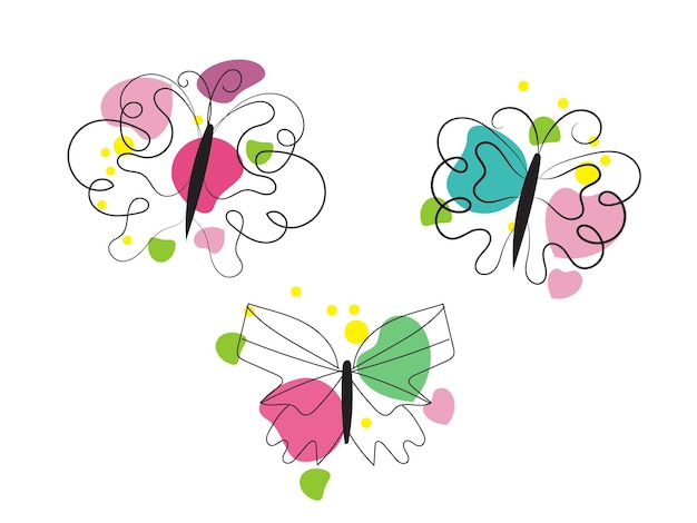 Flat butterflies flying background