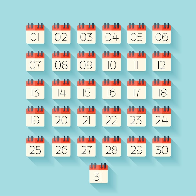 Flat calendar icon date and time background