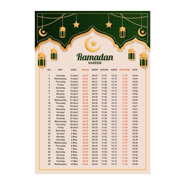 Flat Calendar Ramadan