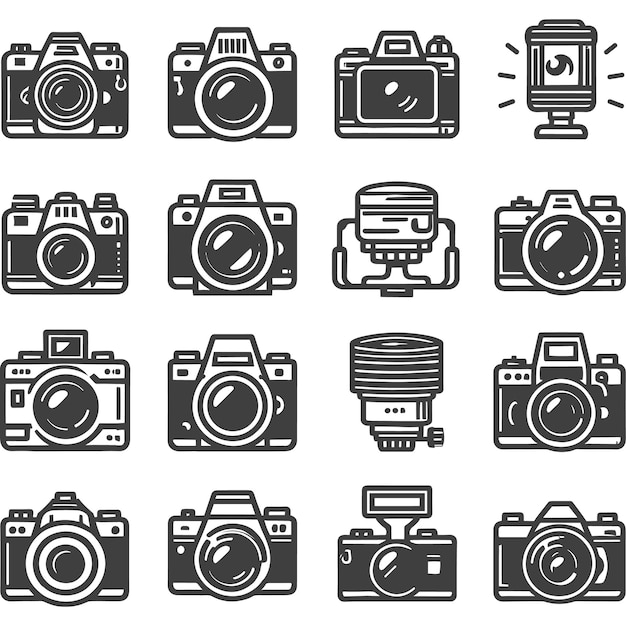 flat camera collections vector illustrations