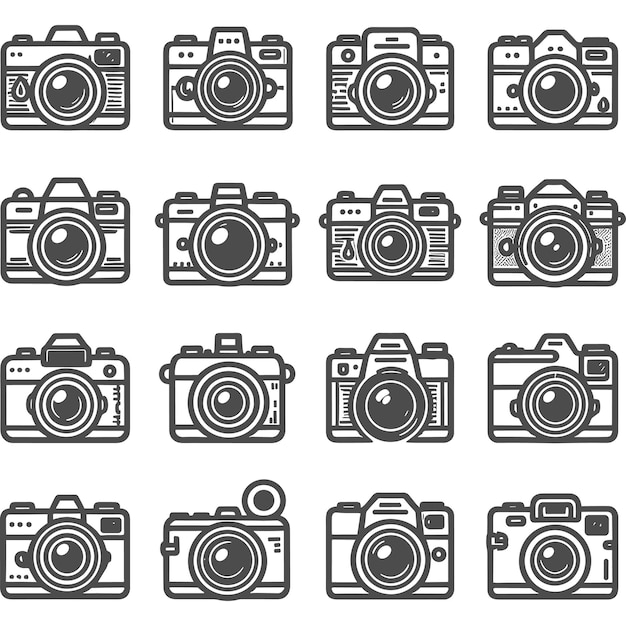 flat camera collections vector illustrations