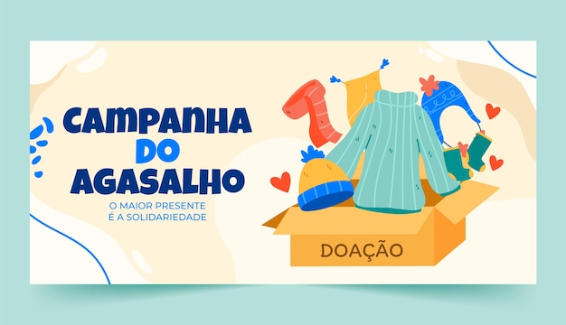 Flat campanha do agasalho horizontal banner template