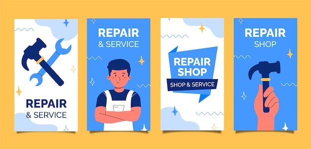 Flat car repair shop services instagram stories collection