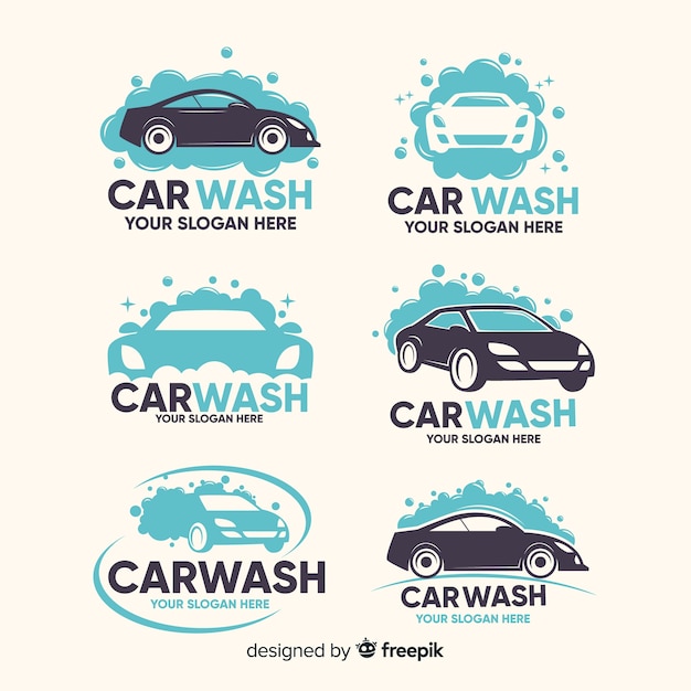 Flat car wash logo collection