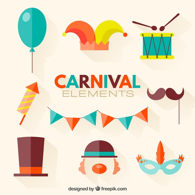 Flat carnival elements in colored style