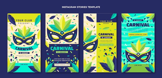 Flat carnival instagram stories collection