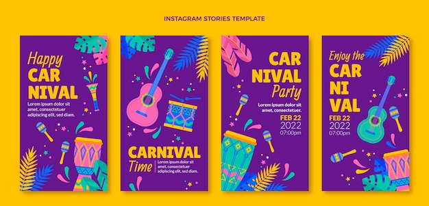 Flat carnival instagram stories collection