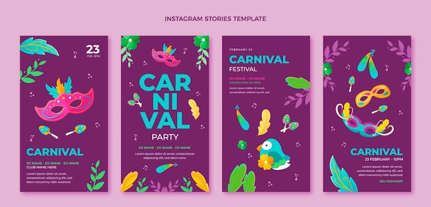 Flat carnival instagram stories collection