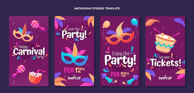 Flat carnival instagram stories collection