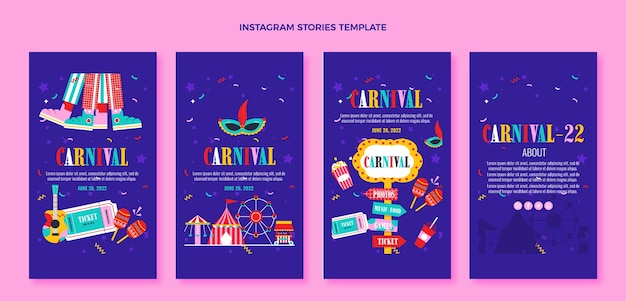 Flat carnival instagram stories collection