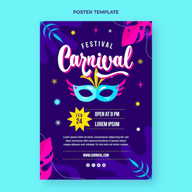 Flat carnival vertical poster template