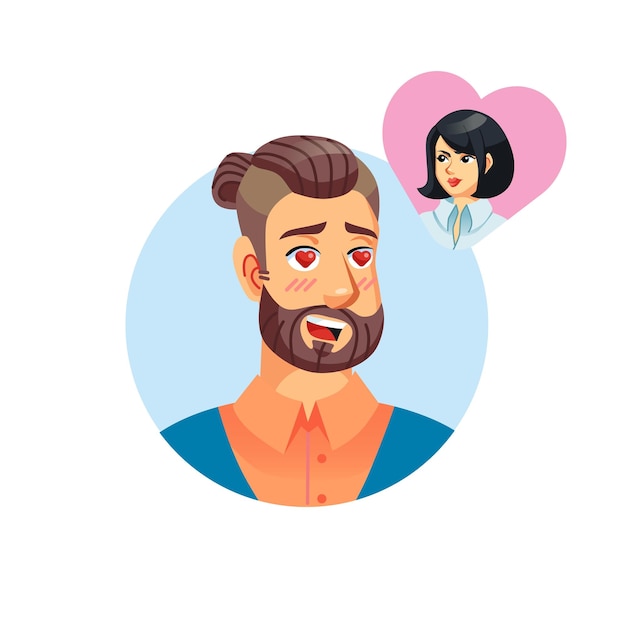 Flat cartoon hipster man avatar charactersocial media vector illustration concept