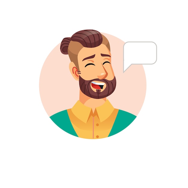 Flat cartoon hipster man avatar charactersocial media vector illustration concept