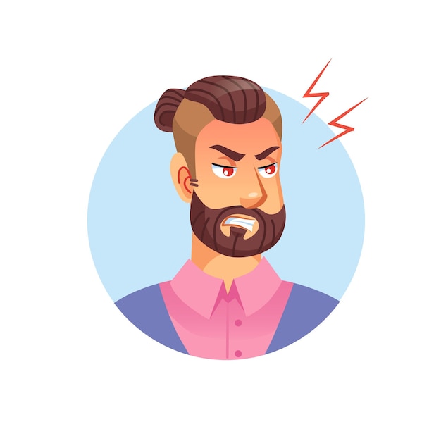 Flat cartoon hipster man avatar charactersocial media vector illustration concept