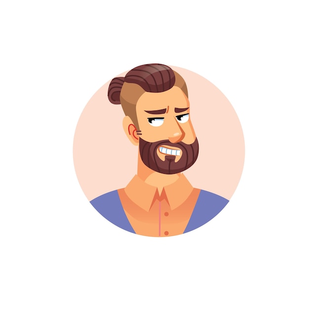 Flat cartoon hipster man avatar charactersocial media vector illustration concept