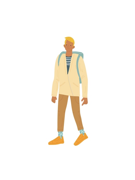 Flat cartoon hipster man characteryoung people trendy collection vector illustration concept