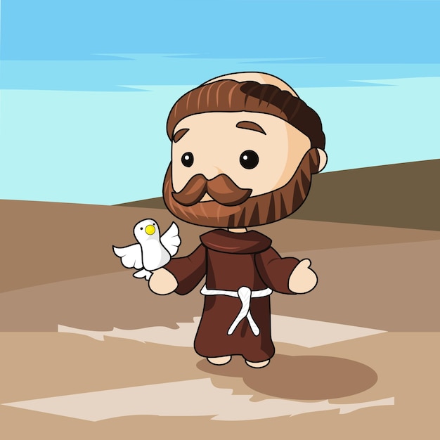 Flat cartoon saint francis illustration