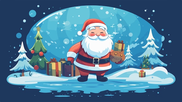 Flat Cartoon Santa Claus Vector Illustration