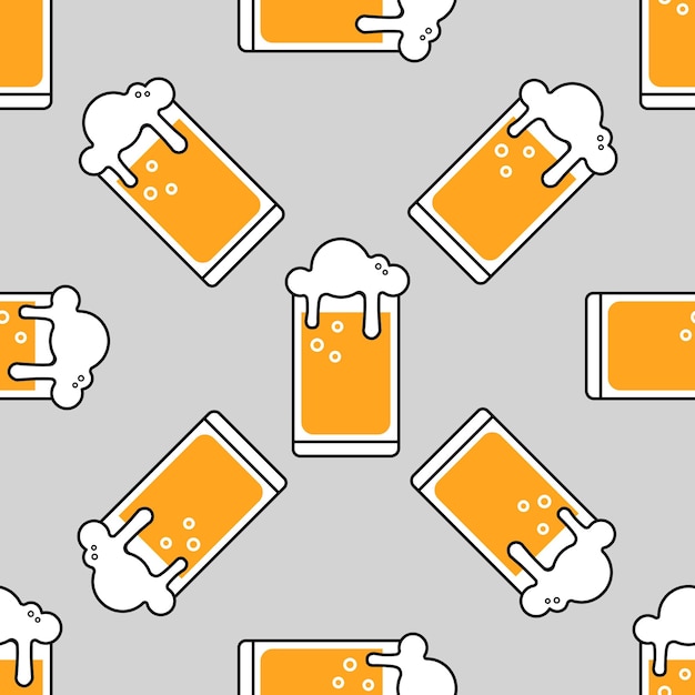 Flat cartoon style beer seamless pattern