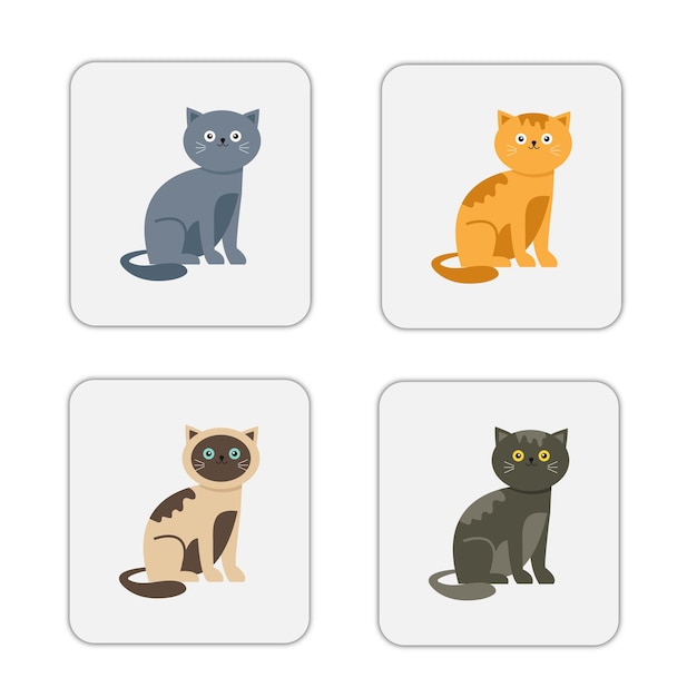 Flat cartoon style cute cats vector