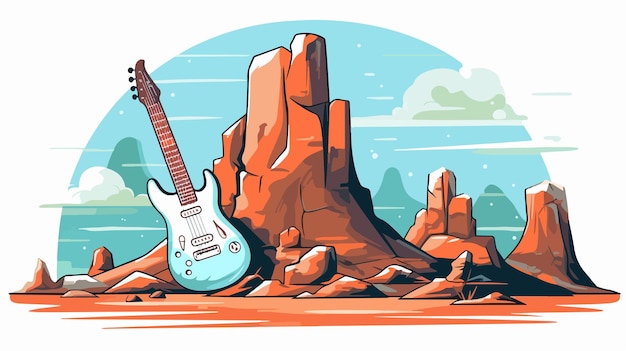 Vector flat cartoon style rock car illustration