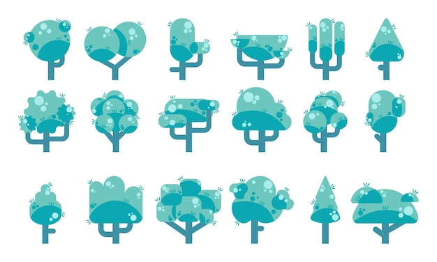 Flat cartoon trees