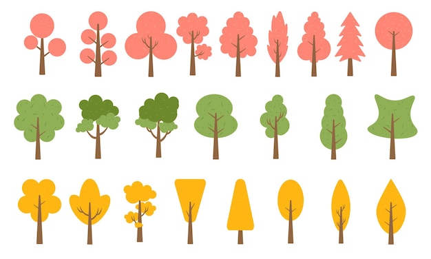 Flat cartoon trees