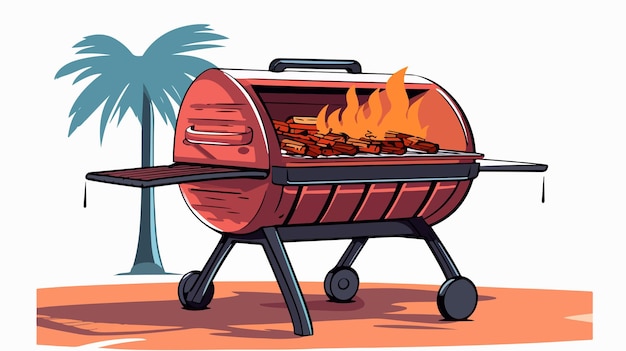 Flat Cartoon Vector Illustration of a Barbecue Grill