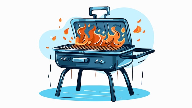 Flat Cartoon Vector Illustration of a Grill Cart