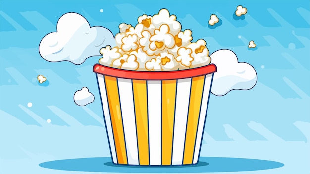 Vector flat cartoon vector illustration of popcorn with water splash