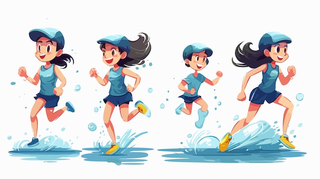 Flat Cartoon Vector Illustration of Water Exercise