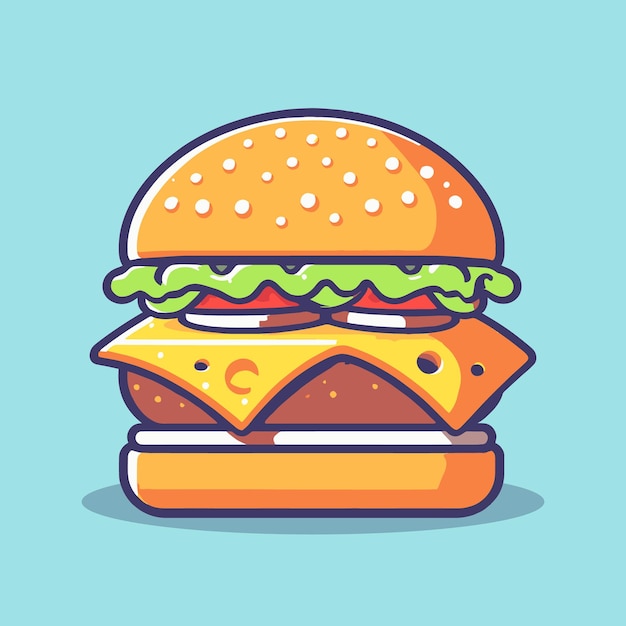 Flat and cartoonstyle vector art of a cheeseburger