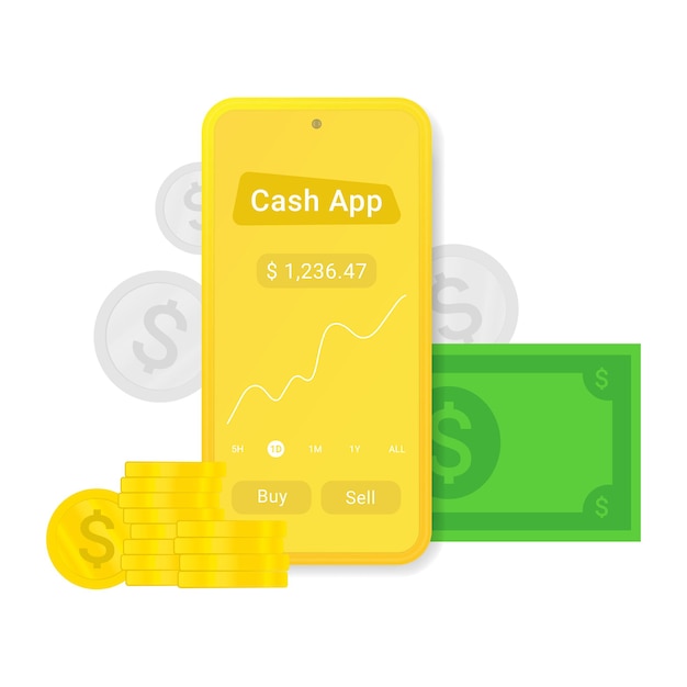 Flat cash app or advertising isolated on white background